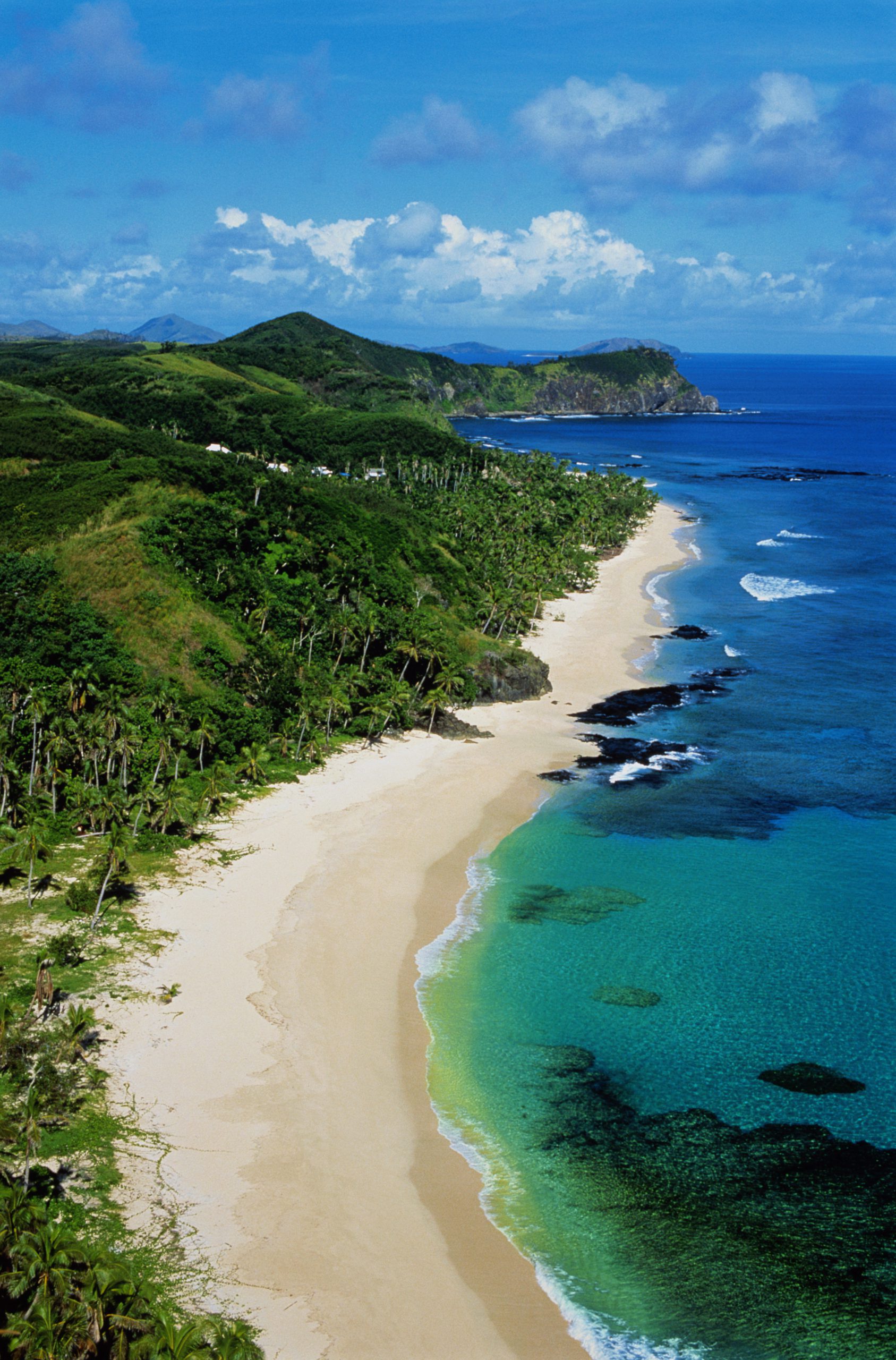 Fiji,Yasawa Island,high view over tropical coastline